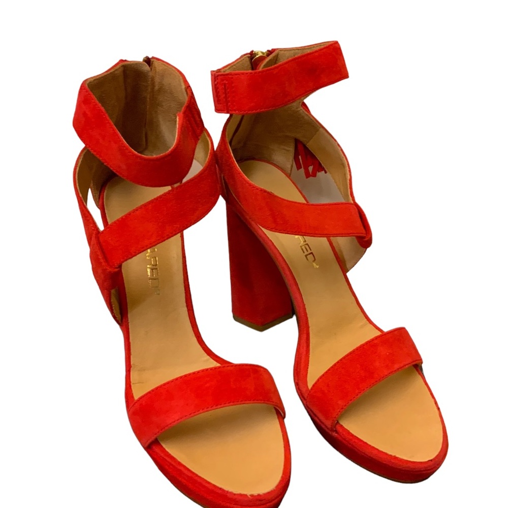 Dsquared2 Women RED Suede Triple Strap Chunky Platform Heel US 40EU/US 10